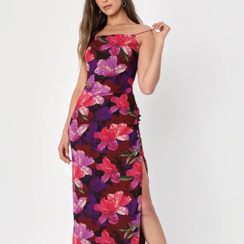 Lulu's Pink and Purple Strappy Maxi Dress